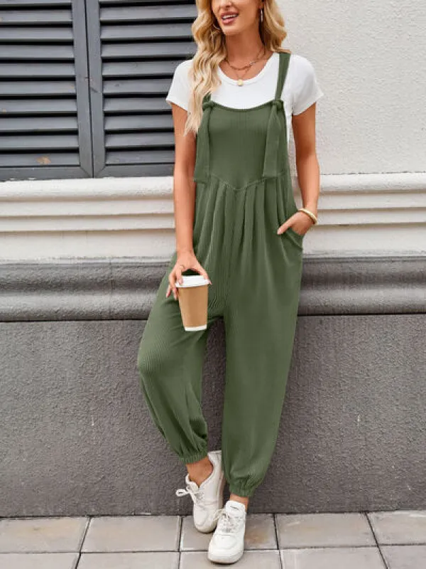 Lovelet Knotted Strap Overalls with Pockets sold by Charming Charlie