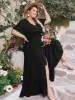 Plus Size Ruffled Hem Button Down V-Neck Short Sleeve Maxi Dress sold by Charming Charlie