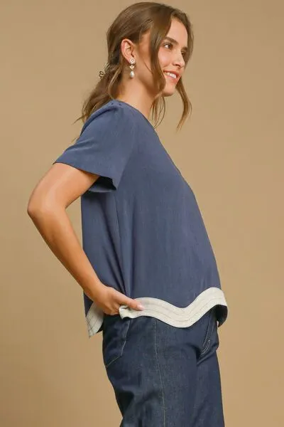 Umgee Full Size Linen Blend Scalloped Hem Top Plus Size sold by Charming Charlie product image thumbnail 3