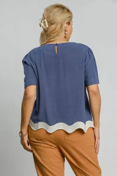 Umgee Full Size Linen Blend Scalloped Hem Top Plus Size sold by Charming Charlie product image thumbnail 5