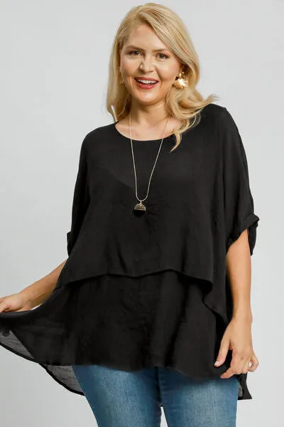 Umgee Full Size Cuffed Half Sleeve Layered Top Plus Size sold by Charming Charlie product image thumbnail 3