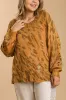 Umgee Full Size Animal Print Round Neck Distressed Detail Sweater Plus Size sold by Charming Charlie