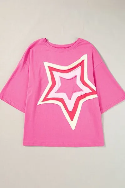 Color Block Star Patched Oversized T-Shirt sold by Charming Charlie product image thumbnail 4