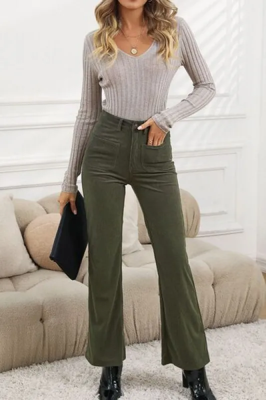 High Waist Square Pockets Corduroy Pants sold by Charming Charlie