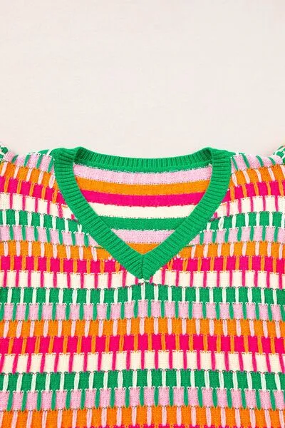 Contrast Striped V-Neck Knit Top sold by Charming Charlie product image thumbnail 5