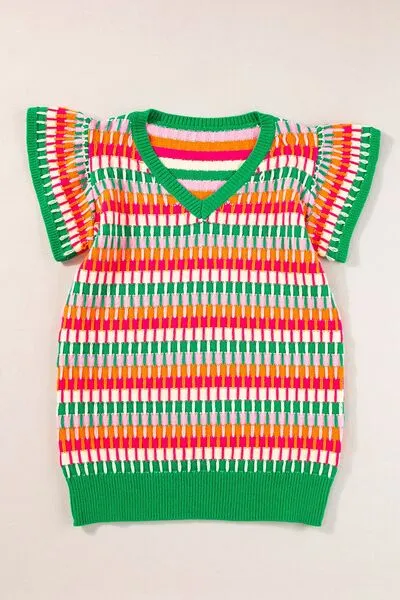 Contrast Striped V-Neck Knit Top sold by Charming Charlie product image thumbnail 4