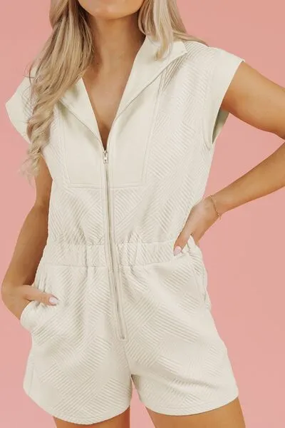 Textured Zip Front Romper with Pockets sold by Charming Charlie product image thumbnail 3
