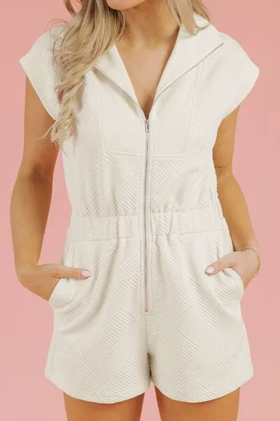 Textured Zip Front Romper with Pockets sold by Charming Charlie product image thumbnail 2