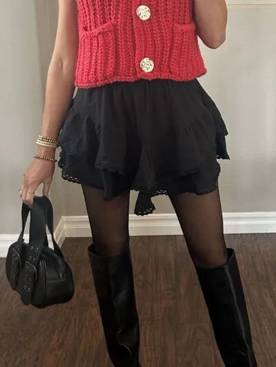 Lovelet Lace Detail Layered Skirt sold by Charming Charlie product image thumbnail 5