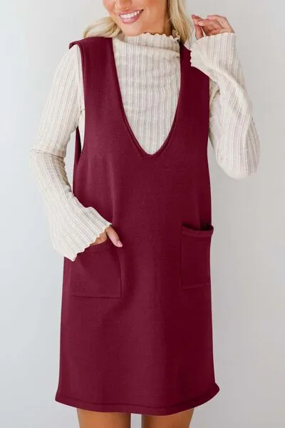 Lovelet Pocketed V-Neck Mini Sweater Overall Dress sold by Charming Charlie product image thumbnail 3