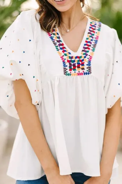 Printed V-Neck Puff Sleeve Top sold by Charming Charlie product image thumbnail 3