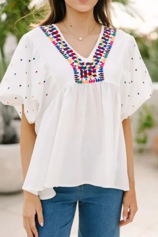 Printed V-Neck Puff Sleeve Top sold by Charming Charlie