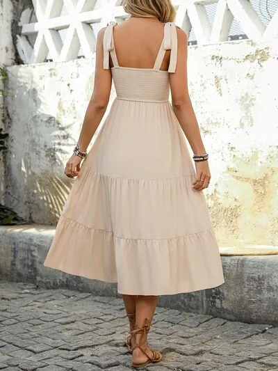 Perfee Tied Smocked Tiered Midi Cami Dress sold by Charming Charlie product image thumbnail 3