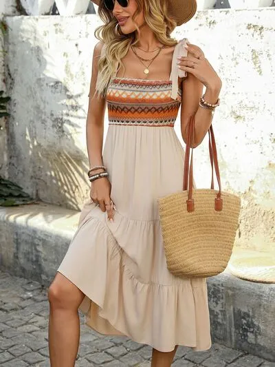 Perfee Tied Smocked Tiered Midi Cami Dress sold by Charming Charlie product image thumbnail 2