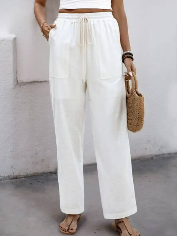 Perfee Drawstring Wide Straight Pants sold by Charming Charlie