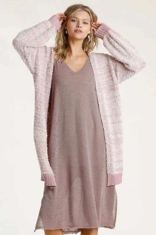 Umgee Full Size Ribbed Hem Open Front Longline Cardigan Plus Size sold by Charming Charlie