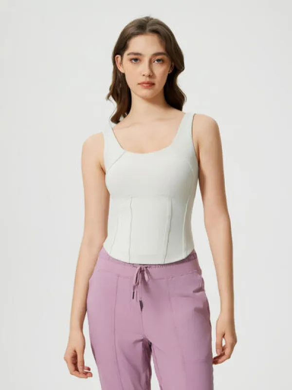 Millennia Round Neck Wide Strap Active Tank with Detachable Chest Pads sold by Charming Charlie