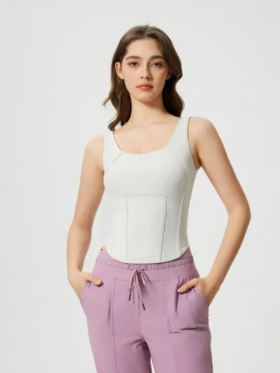Millennia Round Neck Wide Strap Active Tank with Detachable Chest Pads sold by Charming Charlie product image thumbnail 4
