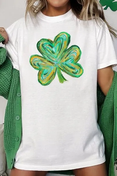 Lucky Clover Round Neck Short Sleeve T-Shirt sold by Charming Charlie product image thumbnail 3