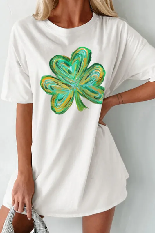 Lucky Clover Round Neck Short Sleeve T-Shirt sold by Charming Charlie