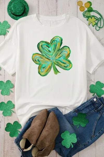 Lucky Clover Round Neck Short Sleeve T-Shirt sold by Charming Charlie product image thumbnail 5
