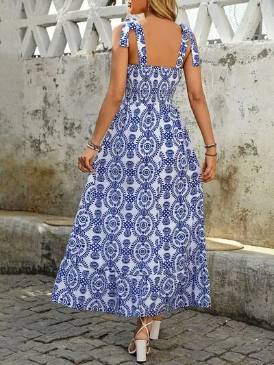 Perfee Slit Smocked Square Neck Printed Maxi Cami Dress sold by Charming Charlie product image thumbnail 5