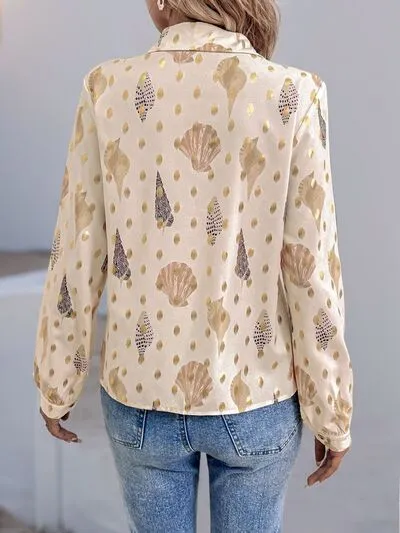 Perfee Printed Collared Neck Long Sleeve Shirt sold by Charming Charlie product image thumbnail 2