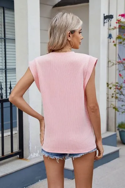 Corded Rib Round Neck T-Shirt sold by Charming Charlie product image thumbnail 3