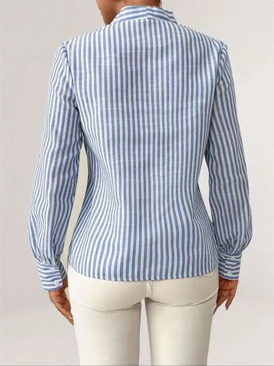 Striped Button Detail Long Sleeve Shirt sold by Charming Charlie product image thumbnail 3