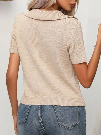 Cable Knit Short Sleeve Top sold by Charming Charlie product image thumbnail 4