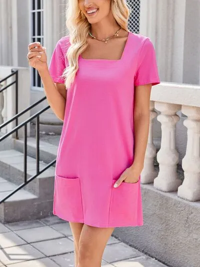 Lovelet Square Neck Short Sleeve Mini Tee Dress sold by Charming Charlie product image thumbnail 3