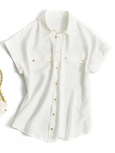 Full Size Snap Down Collared Neck Short Sleeve Shirt Plus Size sold by Charming Charlie product image thumbnail 3
