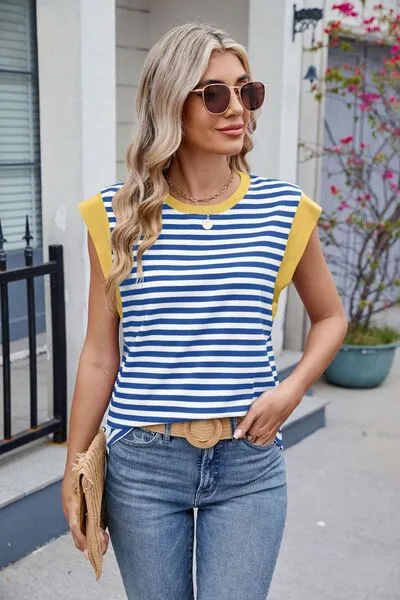 Contrast Striped Round Neck T-Shirt sold by Charming Charlie product image thumbnail 3