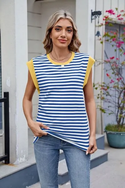 Contrast Striped Round Neck T-Shirt sold by Charming Charlie product image thumbnail 2