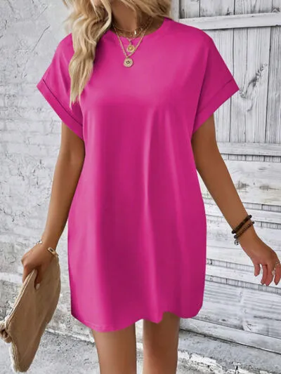 Round Neck Short Sleeve Mini Tee Dress with Pockets sold by Charming Charlie product image thumbnail 3