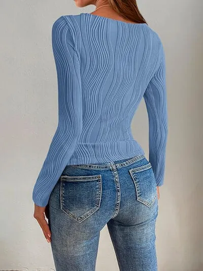 Textured Round Neck Long Sleeve Top sold by Charming Charlie product image thumbnail 5
