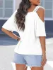 Asymmetrical Neck Half Sleeve T-Shirt sold by Charming Charlie