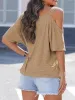 Asymmetrical Neck Half Sleeve T-Shirt sold by Charming Charlie