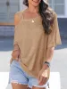 Asymmetrical Neck Half Sleeve T-Shirt sold by Charming Charlie