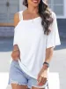 Asymmetrical Neck Half Sleeve T-Shirt sold by Charming Charlie