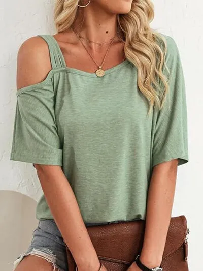 Asymmetrical Neck Half Sleeve T-Shirt sold by Charming Charlie product image thumbnail 5