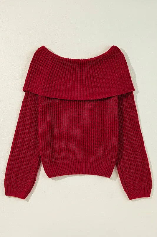Racing Red Off-the-shoulder Knit Sweater sold by Charming Charlie product image thumbnail 5
