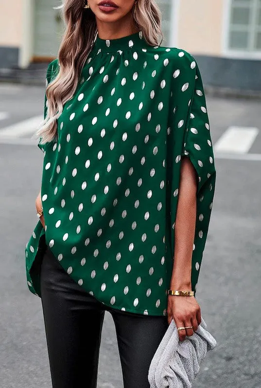 Mock neck polka dot blouse sold by Charming Charlie product image thumbnail 5
