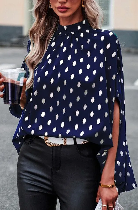 Mock neck polka dot blouse sold by Charming Charlie product image thumbnail 4