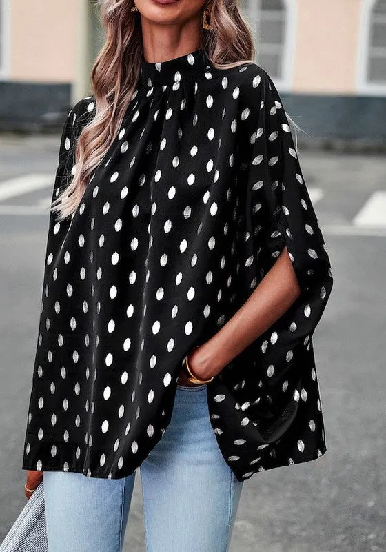 Mock neck polka dot blouse sold by Charming Charlie product image thumbnail 2