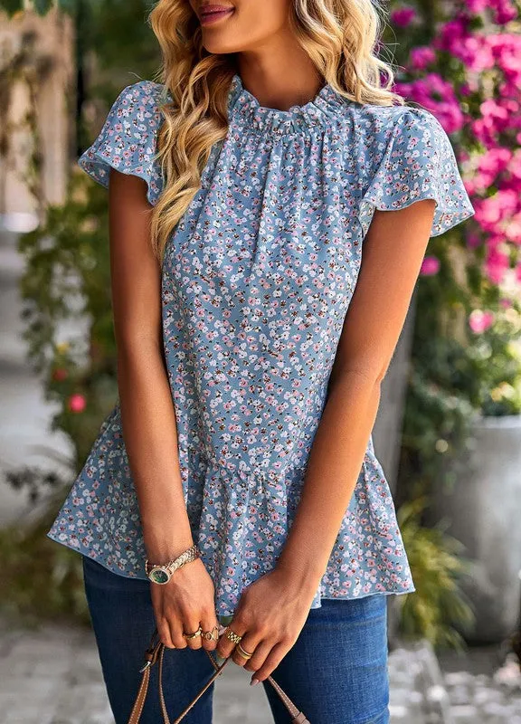 Floral ruffle blouse sold by Charming Charlie product image thumbnail 4