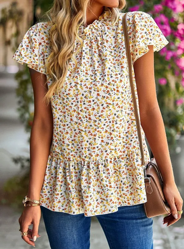 Floral ruffle blouse sold by Charming Charlie product image thumbnail 5