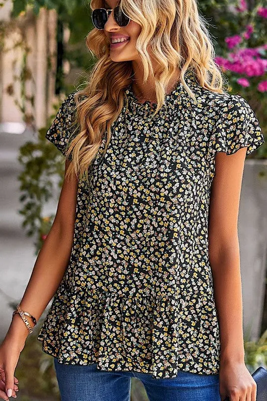 Floral ruffle blouse sold by Charming Charlie product image thumbnail 2