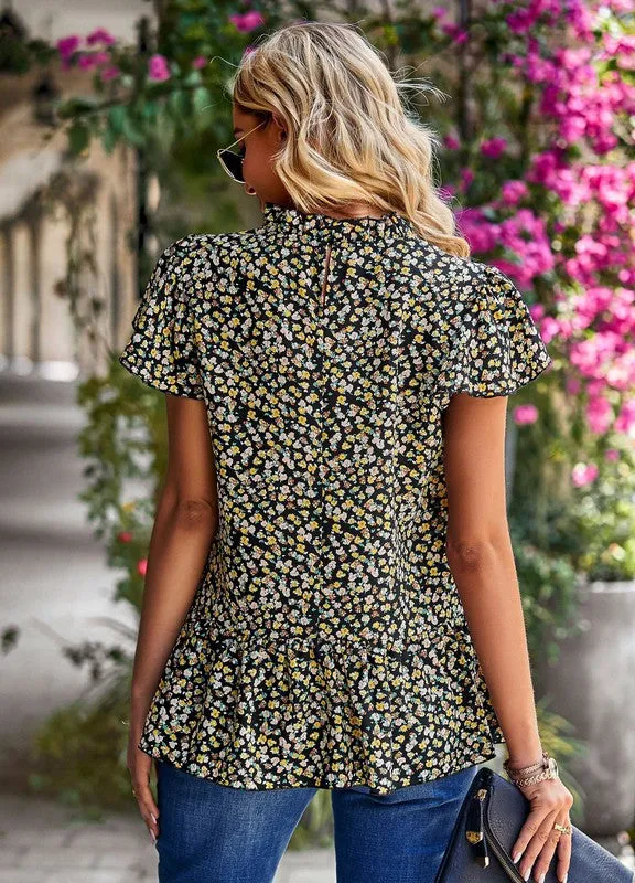 Floral ruffle blouse sold by Charming Charlie product image thumbnail 3