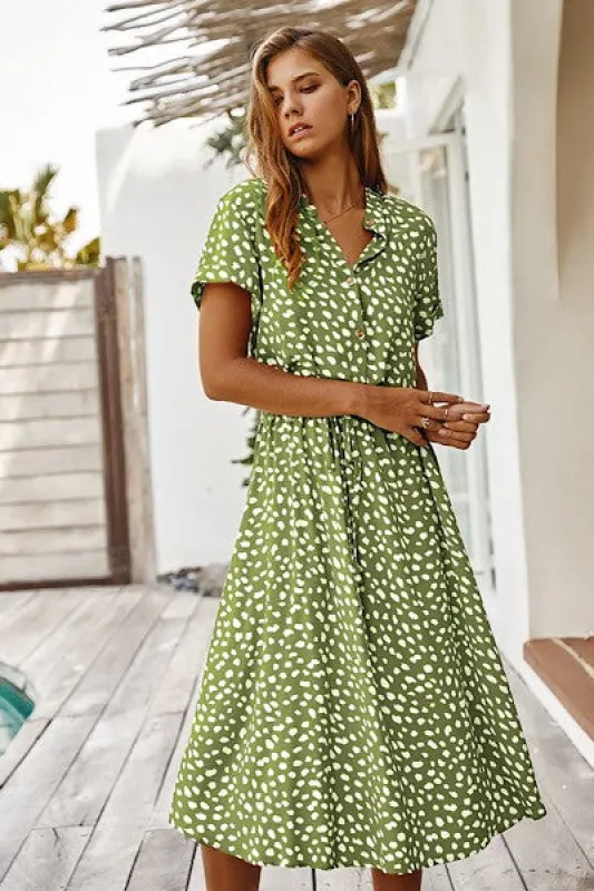 Dotted midi dress sold by Charming Charlie